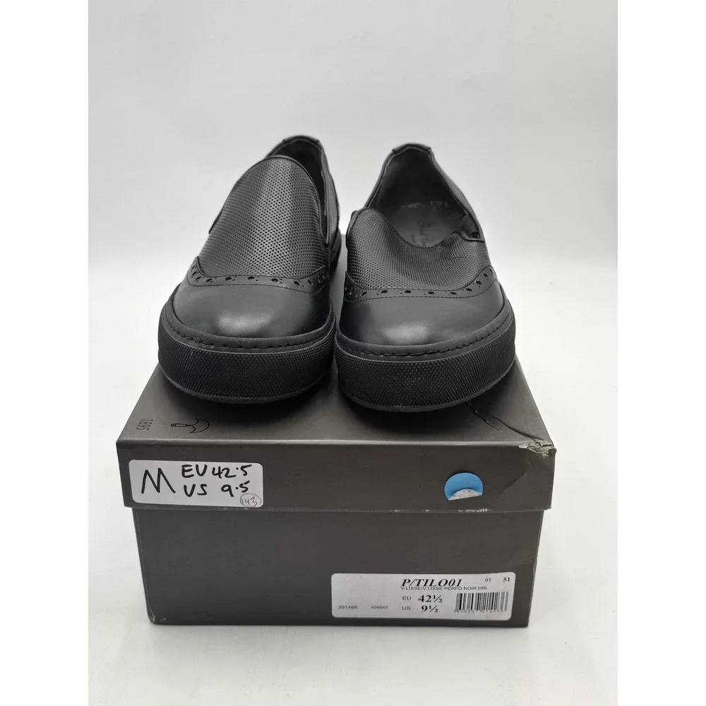 Robert Clergerie Shoes Mens‎ Size 9.5 Black P/TIL001 Slip On Perforated Leather